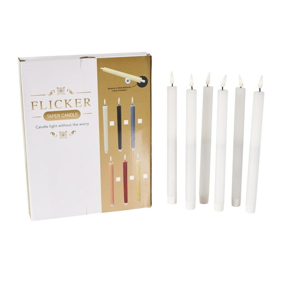 DecMode 11"H Unscented Wax Flameless Candle with Remote Control (Set of 6)