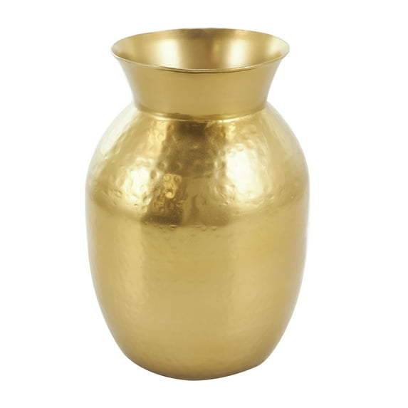 DecMode 11" Hammered Spotted Gold Metal Vase