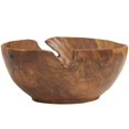 thumbnail image 1 of DecMode 11" Handmade Round Brown Teak Wood Decorative Bowl with Natural Grooves, 1 of 8
