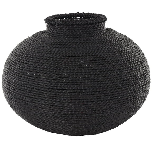 DecMode 11" Handmade Wrapped Pot Black Metal Vase