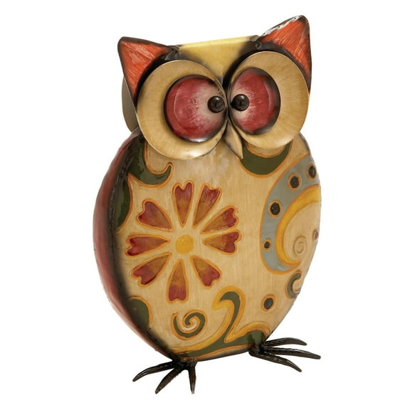 DecMode 11" Indoor Outdoor Owl Garden Sculpture with Floral Pattern