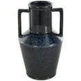 thumbnail image 1 of DecMode 11" Ombre Textured Dark Blue Ceramic Vase with Rectangular Handles, 1 of 9