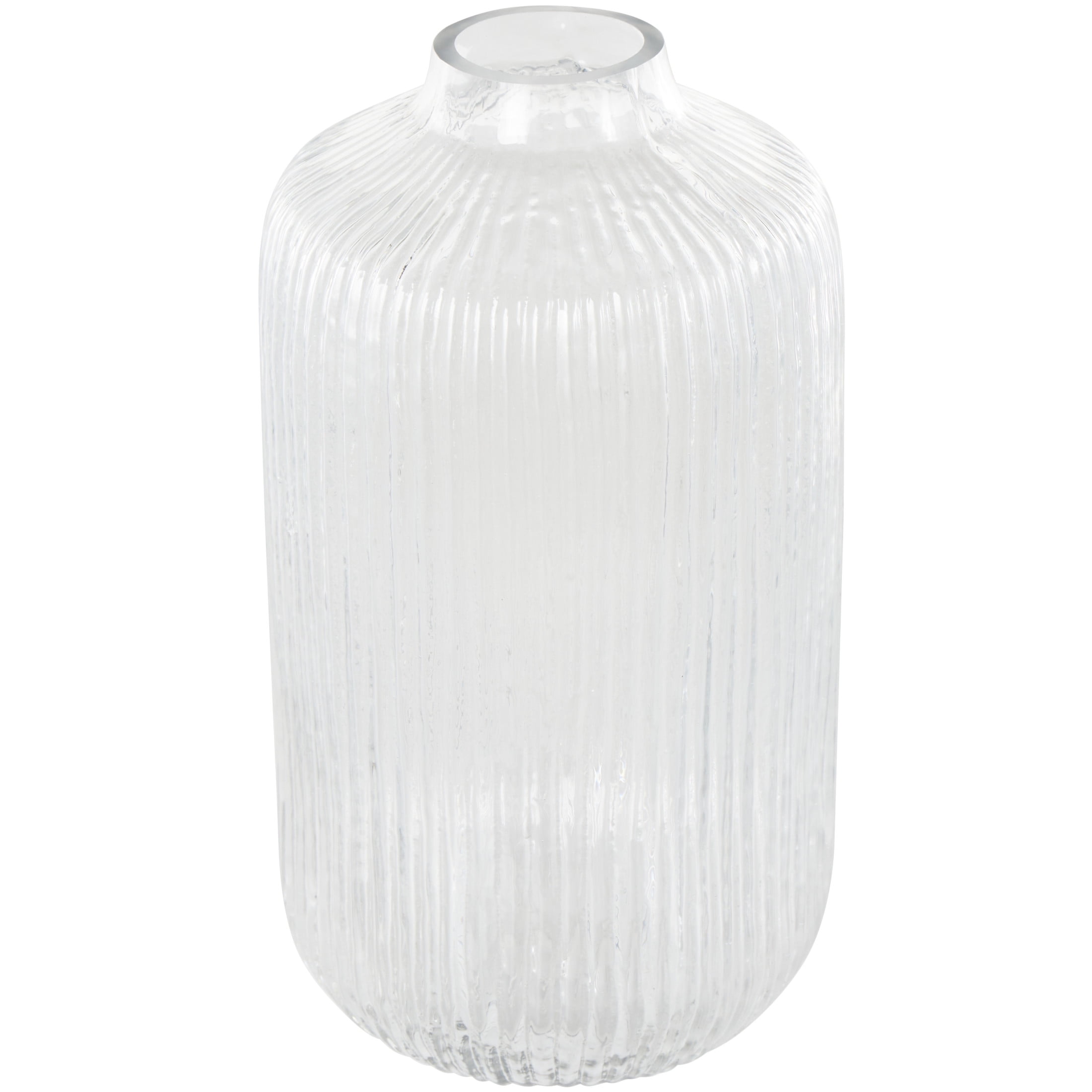 DecMode 11" Ribbed Glass Vase