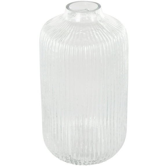 DecMode 11" Ribbed Glass Vase