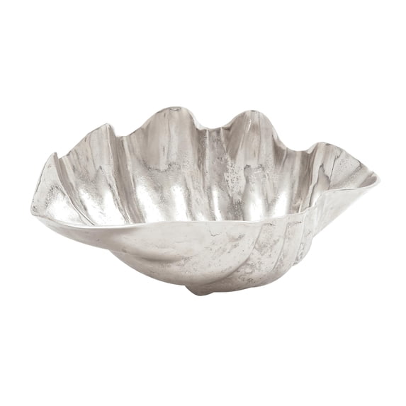 DecMode 11" Asymmetrical Textured Shell Aluminum Metal Decorative Bowl