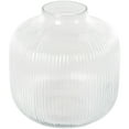 thumbnail image 1 of DecMode 11" Short Round Ribbed Fluted Glass Vase, 1 of 9