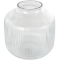 thumbnail image 1 of DecMode 11" Short Round Ribbed Glass Vase, 1 of 9