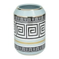 thumbnail image 1 of DecMode 11" Teal Ceramic Vase with Greek Knot Pattern, 1 of 7