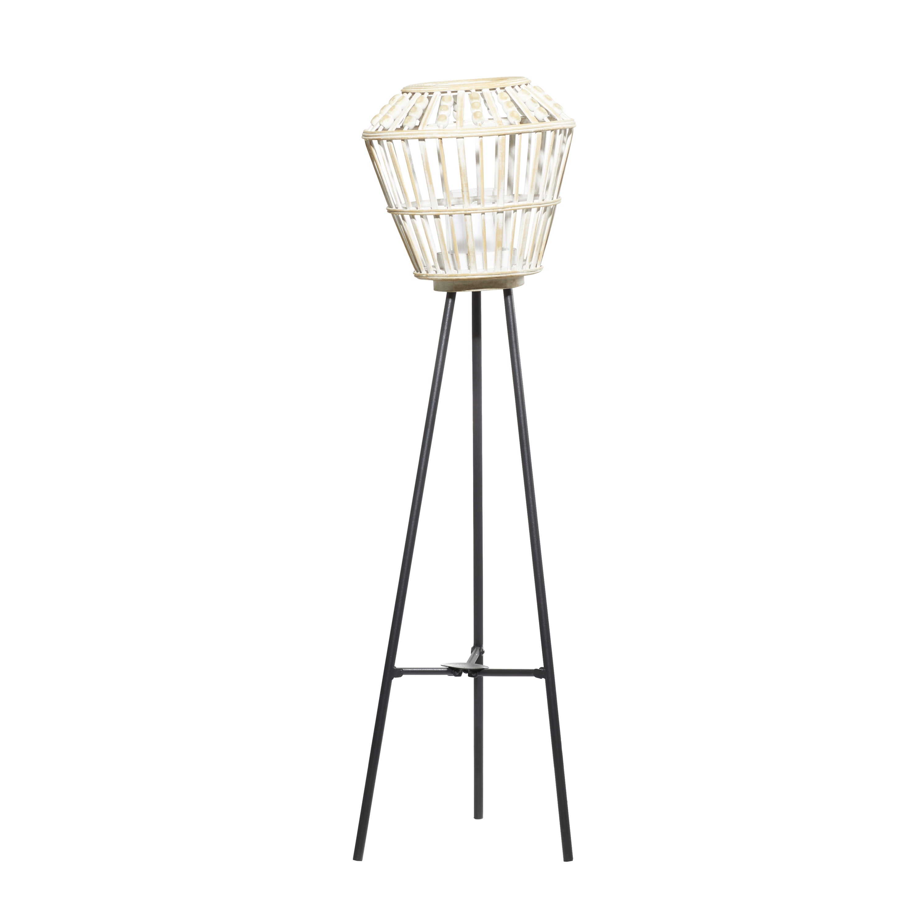 DecMode 11"W, 40"H Metal Natural Candle Lantern, White, 1 - Piece