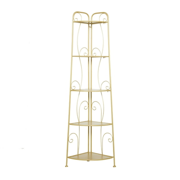 DecMode 11"W, 65"H Metal Glam Bakers Rack, Gold, 1-Piece