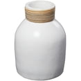 thumbnail image 1 of DecMode 11" White Ceramic Vase with Wrapped Rattan Detailing, 1 of 13