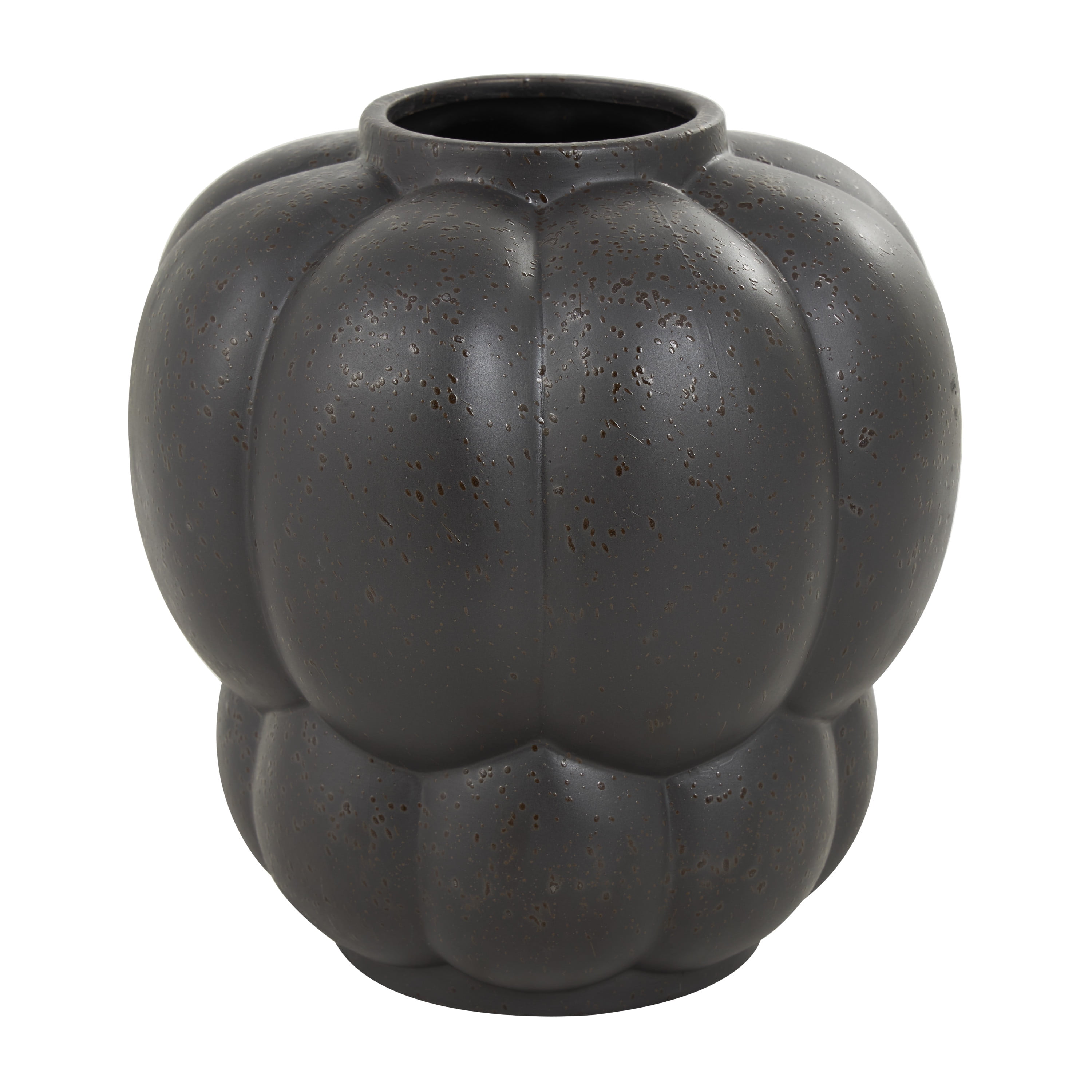 DecMode 11" Wide Bubble Inspired Black Ceramic Vase with Distressed Speckled Texturing