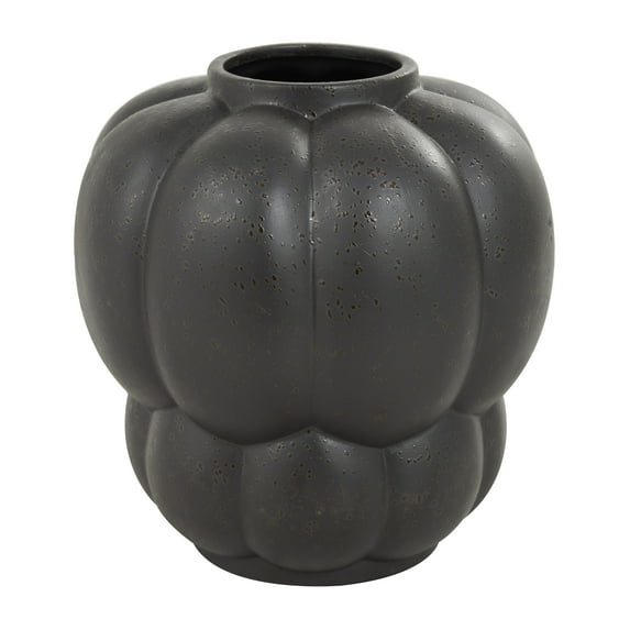 DecMode 11" Wide Bubble Inspired Black Ceramic Vase with Distressed Speckled Texturing
