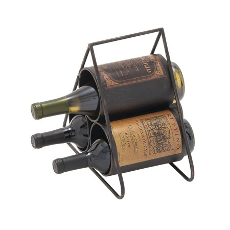 DecMode 11" x 10" Black Metal 3 Bottles Wine Rack, 1-Piece