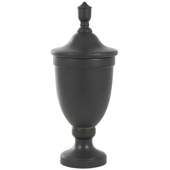 DecMode 11" x 28" Black Ceramic Fluted Urn Shaped Decorative Jars with Lid, 1-Piece
