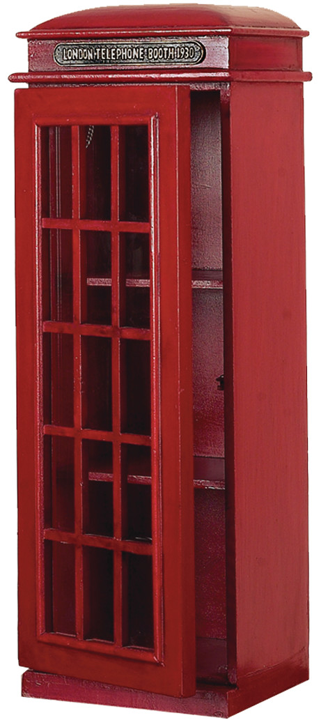 DecMode 11" x 30" Red Wooden London Telephone Booth 2 Shelf Storage Unit, 1-Piece - image 1 of 18