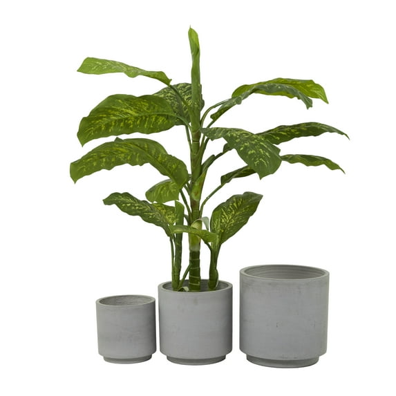 DecMode 12", 10", 8"H Gray Magnesium Oxide Planter (3 Count)