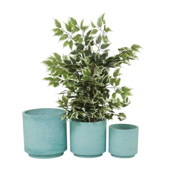 DecMode 12", 10", 8"H Indoor Outdoor Teal Magnesium Oxide Planter (3 Count)