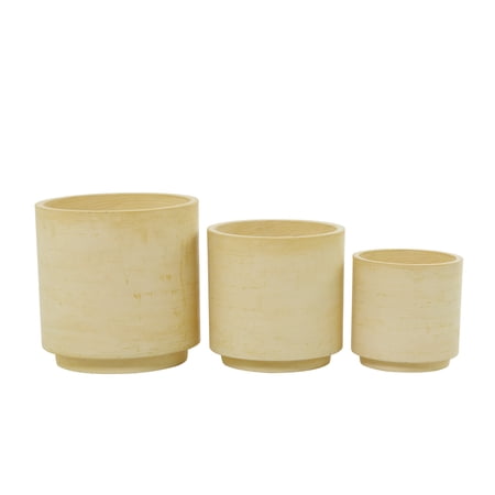 DecMode 12", 10", 8"H Indoor Outdoor Yellow Magnesium Oxide Planter (3 Count)