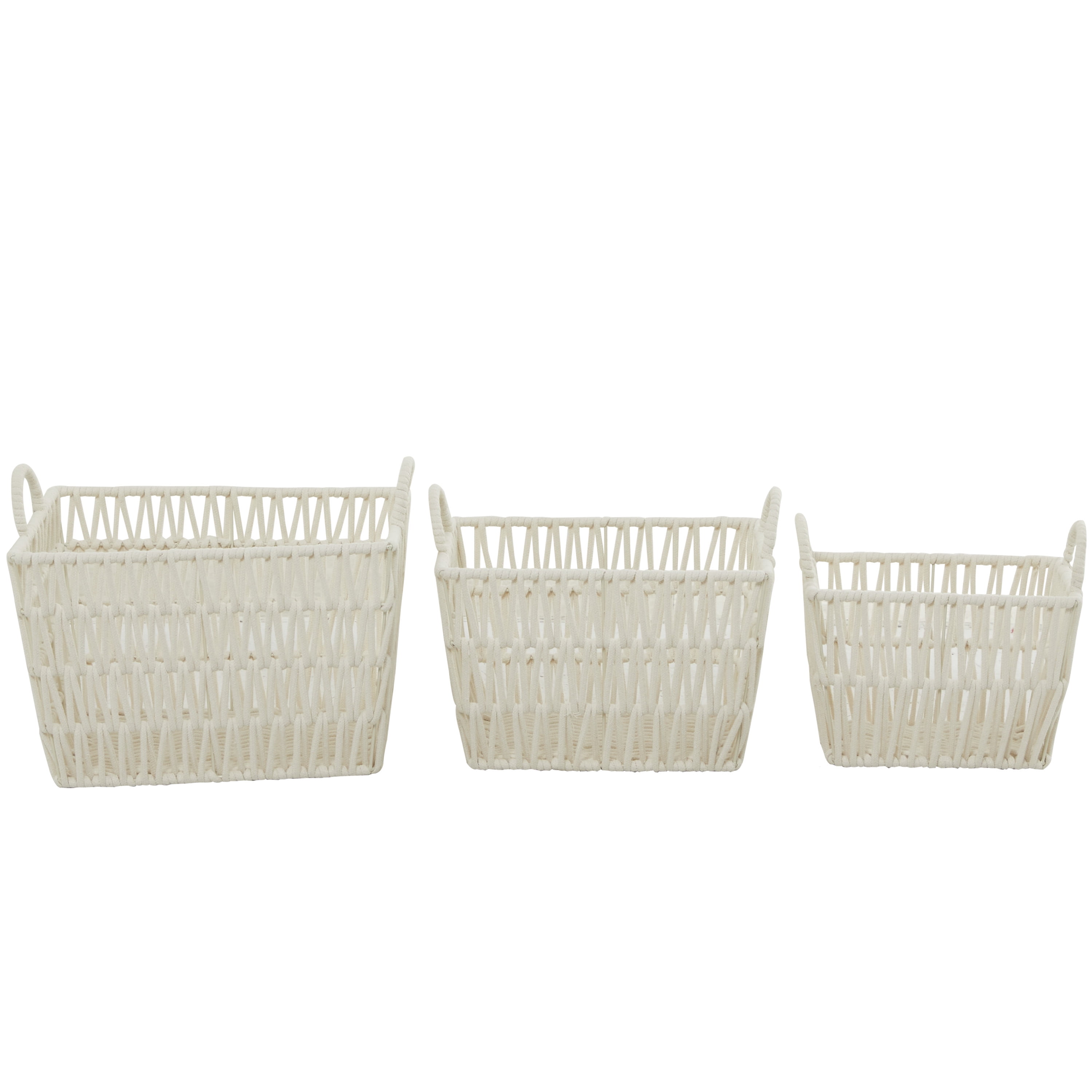 Curver White Basketweave Storage Bin with Handles