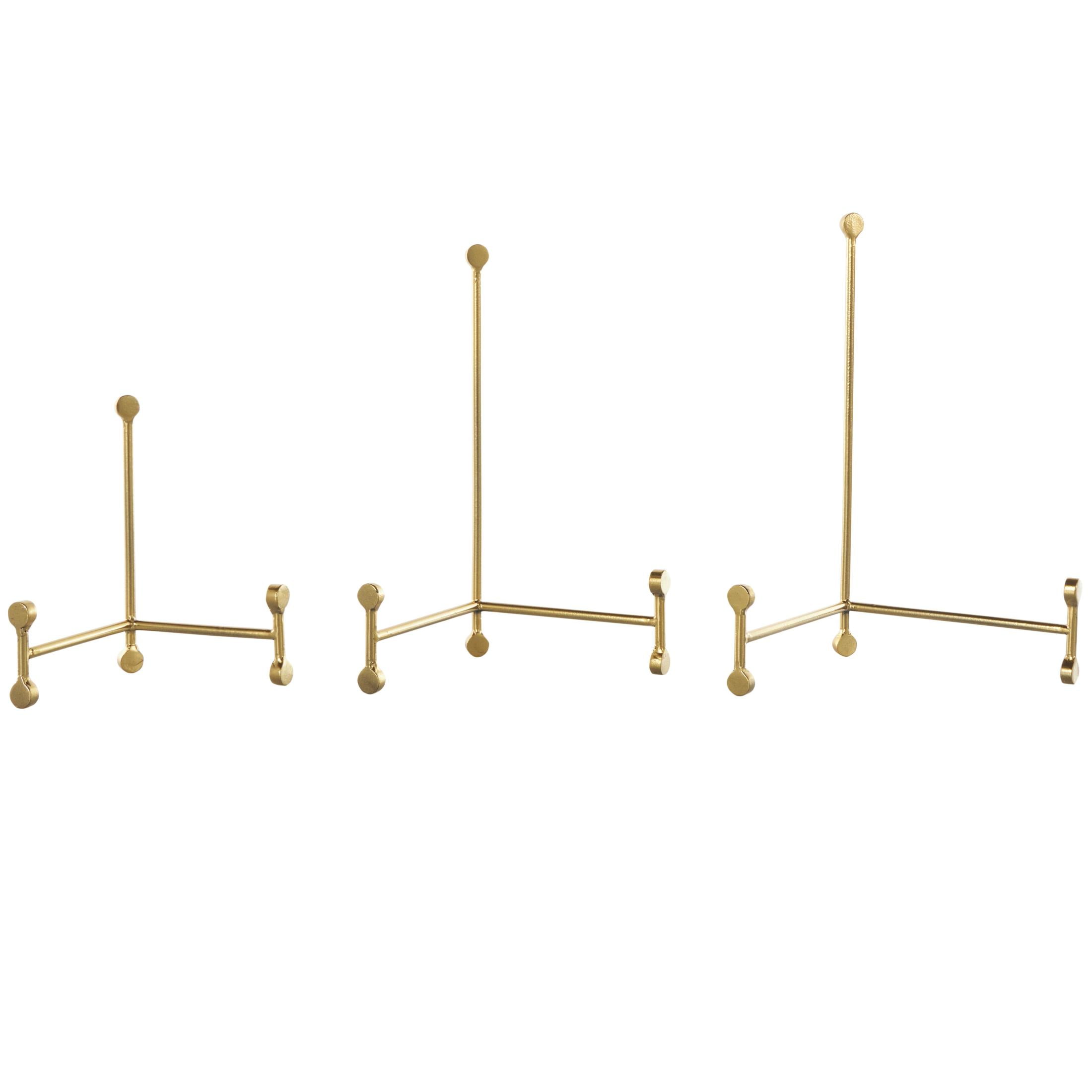 DecMode 12", 11", 7"H Gold Metal Tabletop Fixed Easel with Ball Accents, 3-Pieces