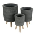 thumbnail image 1 of DecMode 12", 15", 17"H Indoor Outdoor Black Fiberclay Planter with Wood Legs (3 Count), 1 of 16