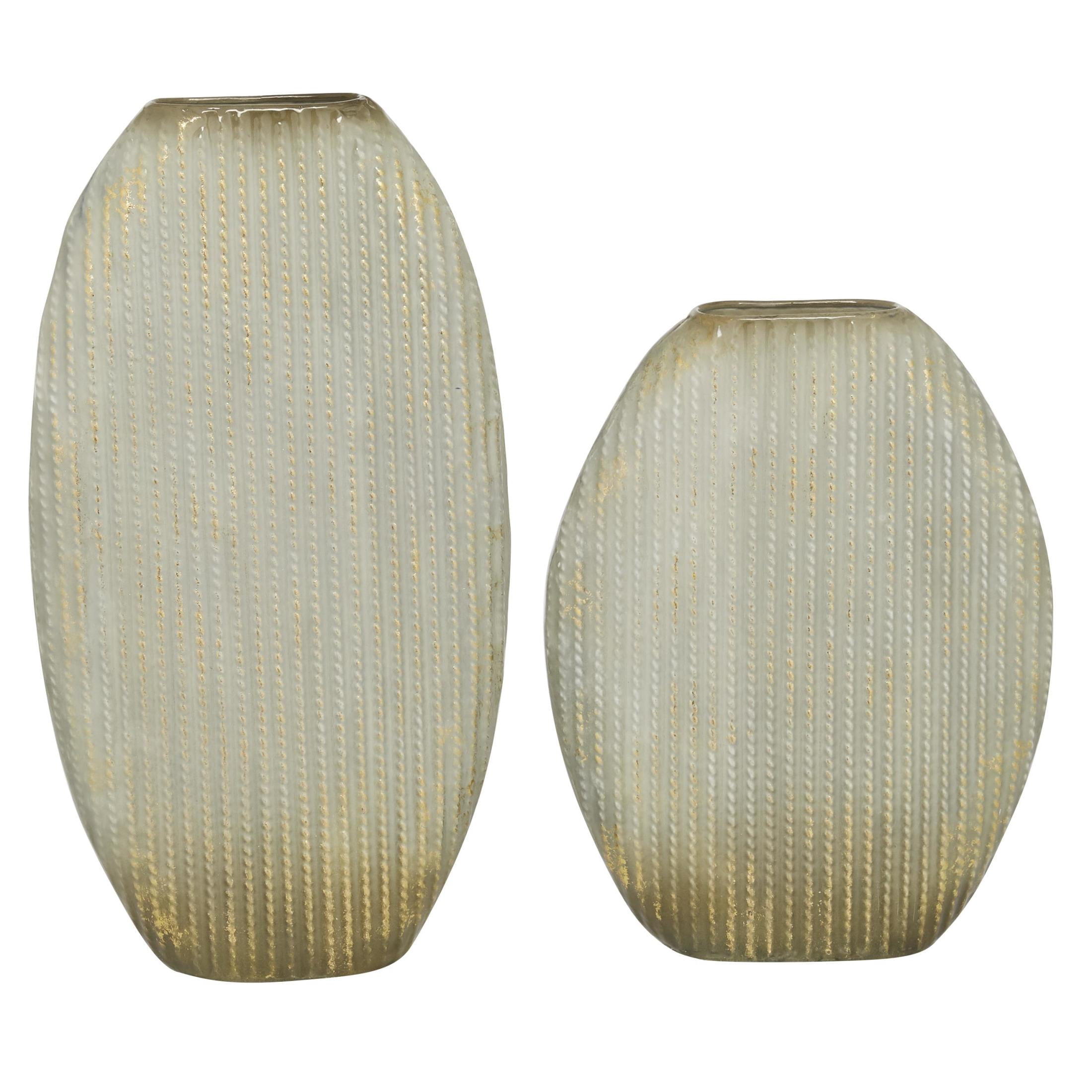 DecMode 12", 16"H Gold Metal Vase with Gold Accents, Set of 2