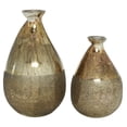 thumbnail image 1 of DecMode 12", 9"H Blown Washed Ombre Teardrop Gold Glass Vase with Textured Base, Set of 2, 1 of 12
