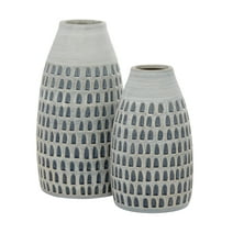 DecMode 12", 9"H Handmade Gray Ceramic Vase, Set of 2