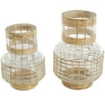 thumbnail image 1 of DecMode 12", 9"H Handmade Rattan Wrapped Glass Vase, Set of 2, 1 of 9