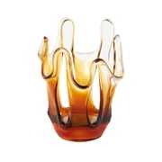 DecMode 12 Abstract Ombre Orange Glass Vase with Wavy Oval Cutouts
