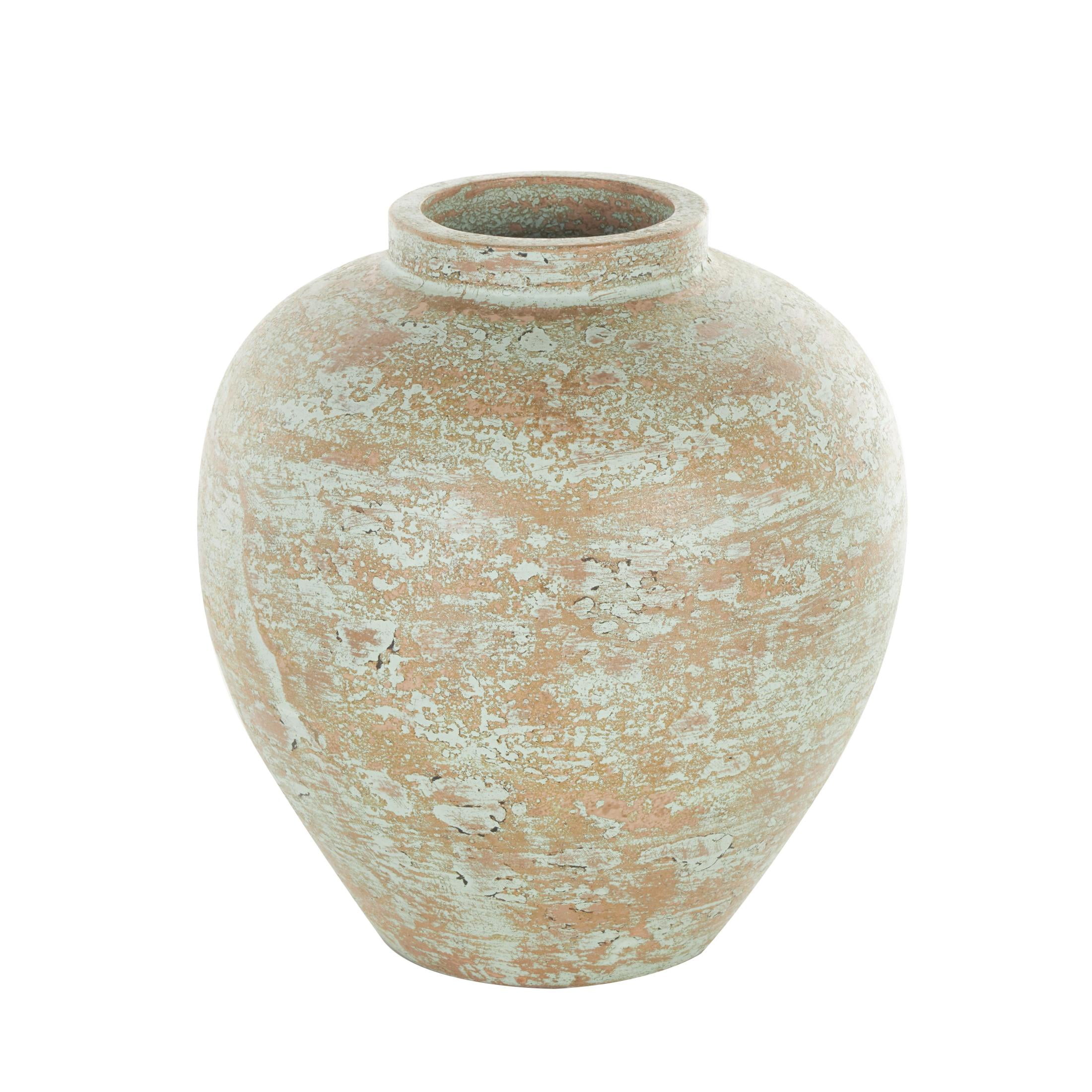 DecMode 12" Antique Style Textured Patina Brown Ceramic Vase