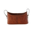 thumbnail image 1 of DecMode 12" Brown Leather Handmade Curved Box Style Single Slot Magazine Holder with Buckle Handles, 1 of 14