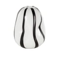 thumbnail image 1 of DecMode 12" Concaved Round White Glass Vase with Black Stripes, 1 of 9