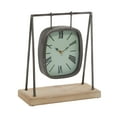 thumbnail image 1 of DecMode 12" Gray Metal Suspended Hanging Clock with Wood Base, 1 of 10