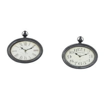 DecMode 12"H, 11"W Cream Metal Pocket Watch Style Wall Clock (2 Count)