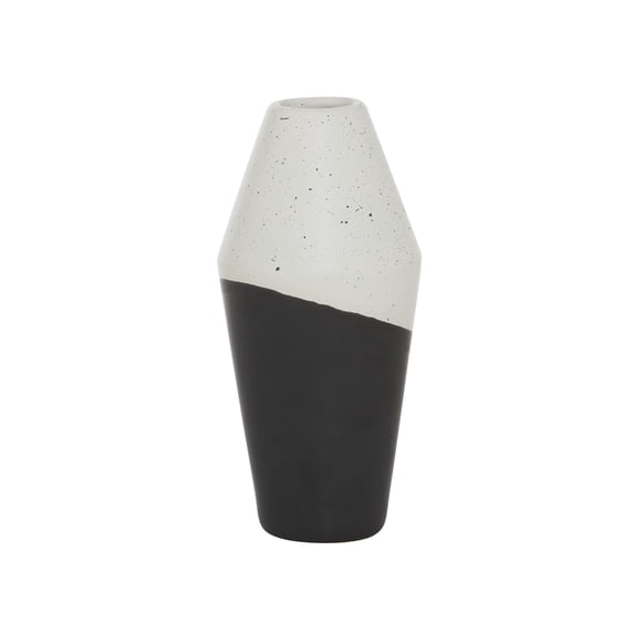 DecMode 12" Handmade Color Block Speckled Black Ceramic Vase