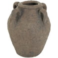 thumbnail image 1 of DecMode 12" Handmade Textured Dark Brown Ceramic Vase with Four Handles, 1 of 10