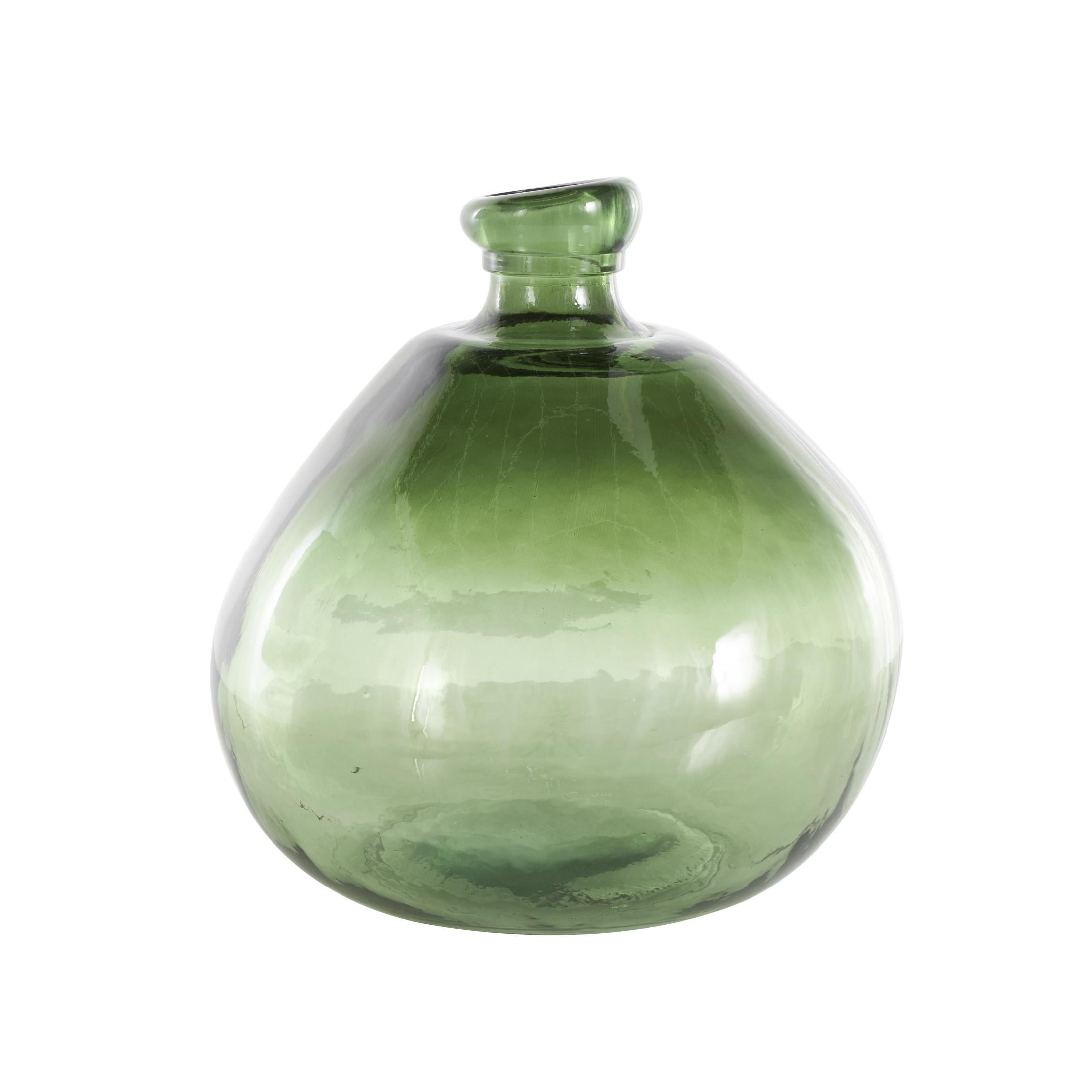 Handmade Green Ombre Recycled Glass Vase, 12 Inches