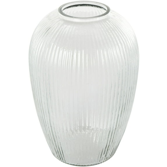 DecMode 12" Ribbed Glass Vase