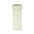 thumbnail image 1 of DecMode 12" Abstract Round White Ceramic Vase with Green Linear Patterns, 1 of 9