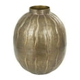 thumbnail image 1 of DecMode 12" Snakeskin Inspired Brass Metal Vase with Dimensional Wavy Accents, 1 of 10