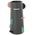 thumbnail image 1 of DecMode 12" Textured Black Ceramic Vase with Multicolor Half-Moon Accents, 1 of 9