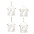 thumbnail image 1 of DecMode 12"W, 12"H White Distressed Small Square Geometric Wall Mirror with Jute Hanging Rope, Set of 4, 1 of 12