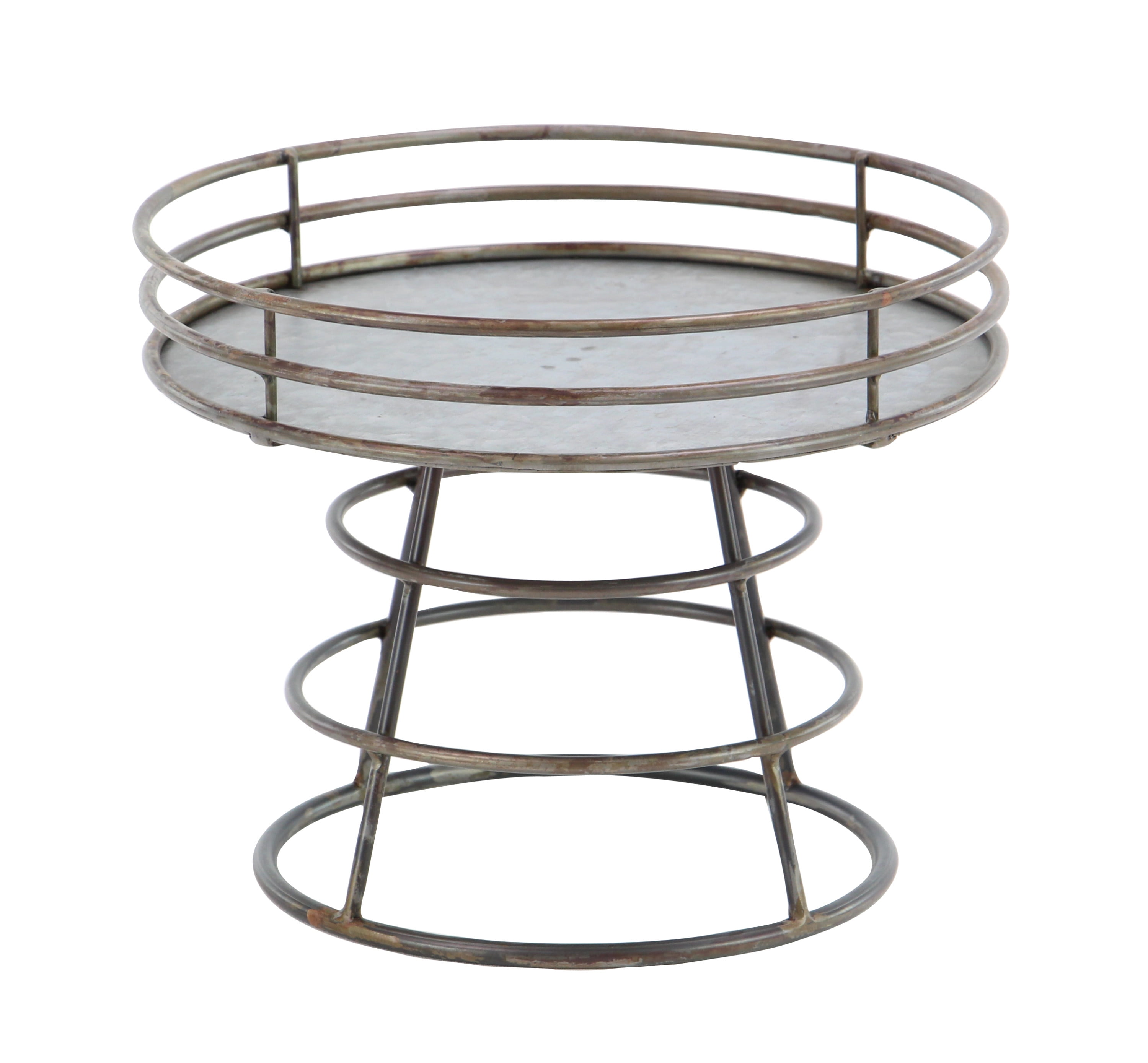 Gray Metal Round Farmhouse Cake Stand, 12" x 10"