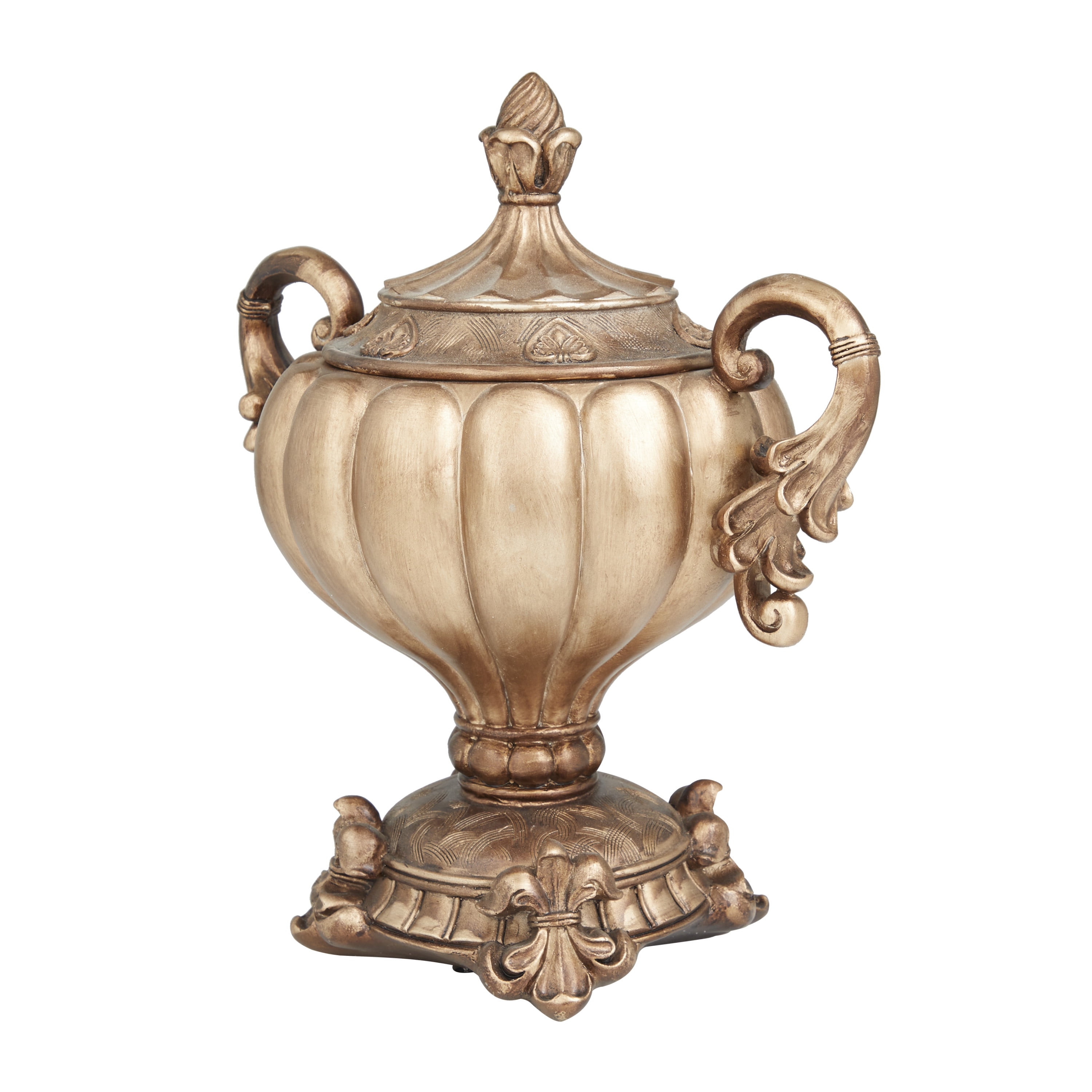 DecMode 12" x 13" Bronze Polystone Decorative Jars, 1-Piece