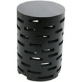 thumbnail image 1 of DecMode 12" x 17" Black Wood Brick Inspired Cutout Geometric Accent Table, 1-Piece, 1 of 7