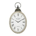 thumbnail image 1 of DecMode 12" x 21" Black Metal Finial Pocket Watch Style Wall Clock with Rope Accent, 1 of 9