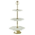 thumbnail image 1 of DecMode 12" x 23" White Ceramic Terrazzo 3 Tiered Server with Gold Base, 1-Piece, 1 of 8