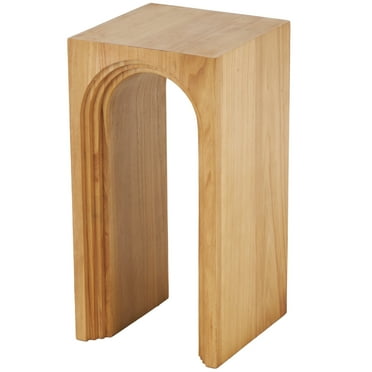 DecMode 12" x 24" Brown Wood Cutout Arch Accent Table, 1-Piece